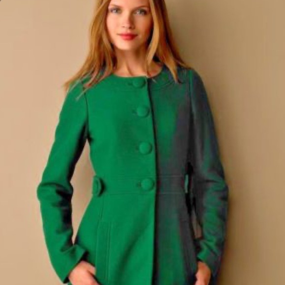 Banana Republic Jackets & Blazers - Banana Republic Collarless Mod Emerald Green Coat